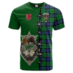 Graham of Menteith Modern Tartan T-shirt - Lion Rampant And Celtic Thistle Style