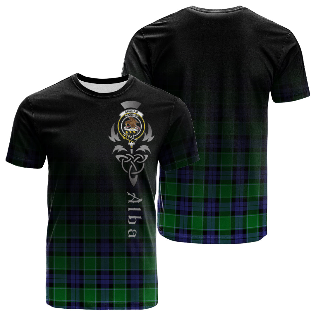 Graham Of Menteith Modern Tartan Crest T-shirt - Alba Celtic Style