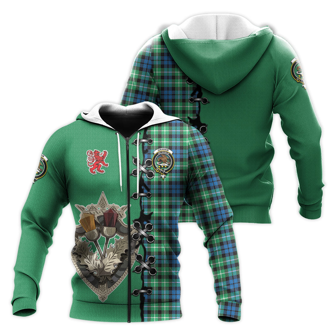 Graham of Montrose Ancient Tartan Hoodie - Lion Rampant And Celtic Thistle Style