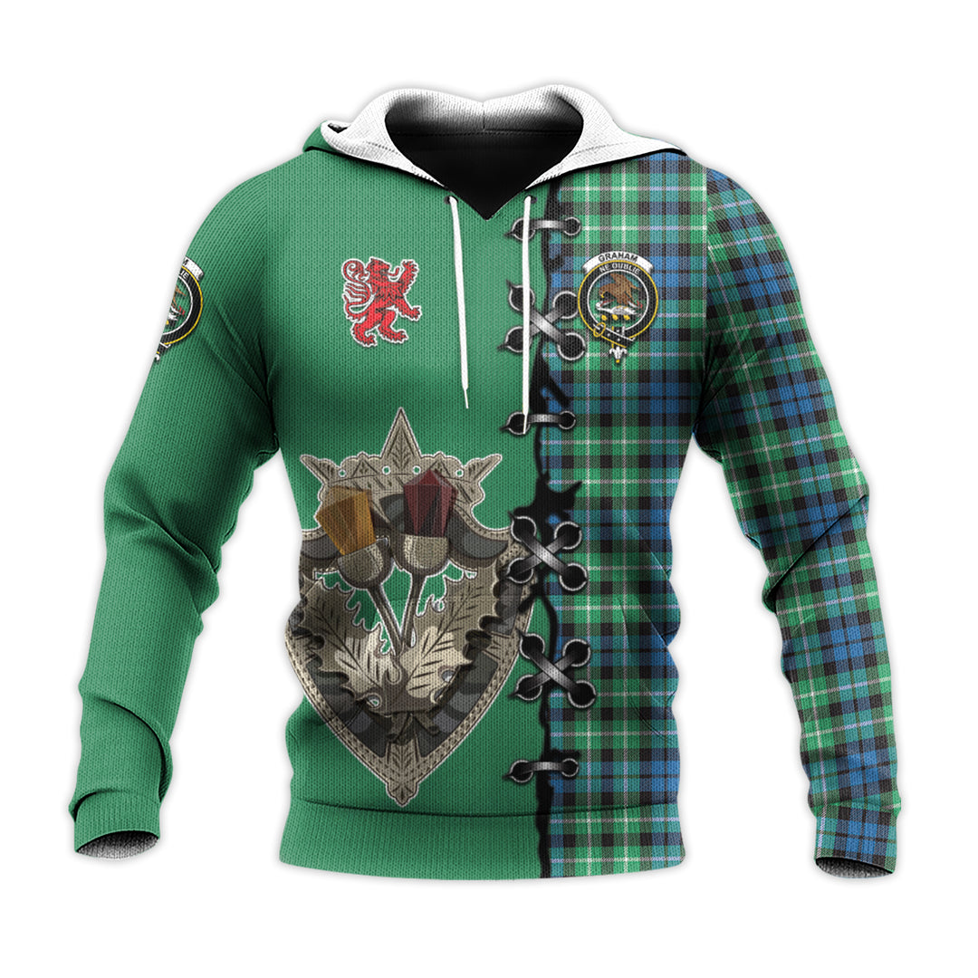 Graham of Montrose Ancient Tartan Hoodie - Lion Rampant And Celtic Thistle Style