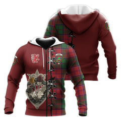 Grant Tartan Hoodie - Lion Rampant And Celtic Thistle Style