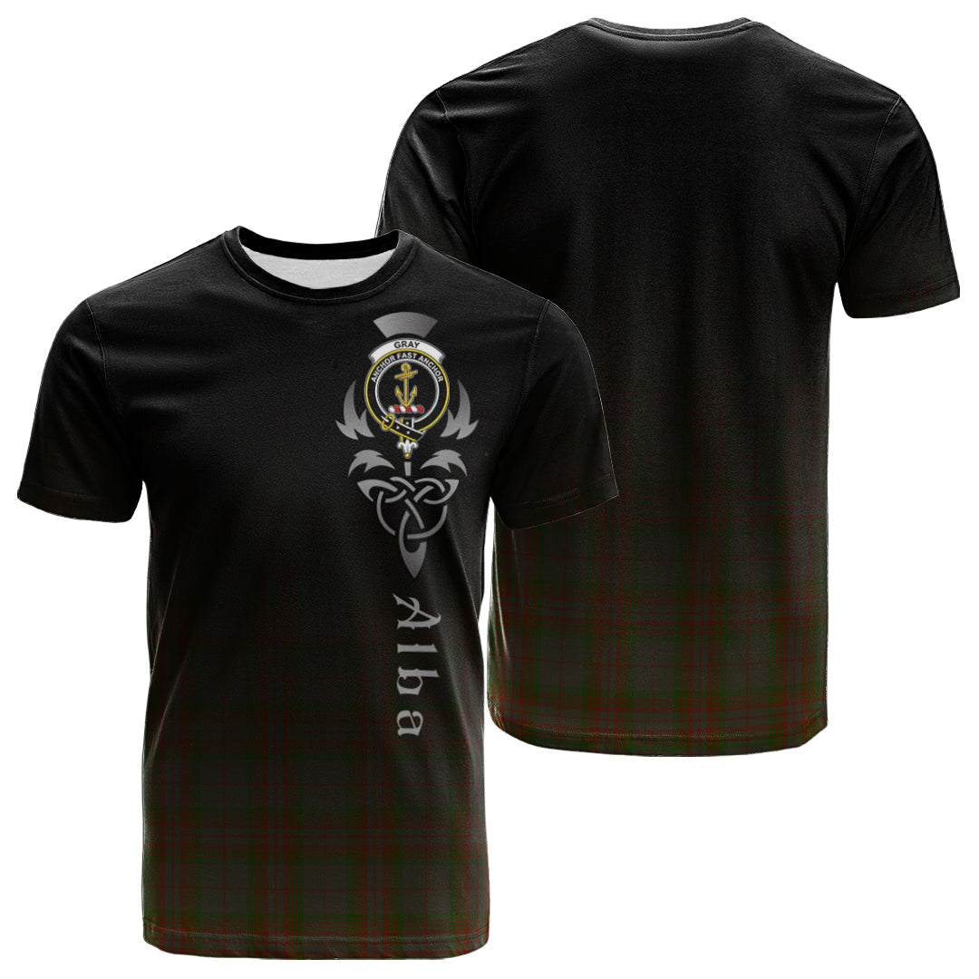 Gray Tartan Crest T-shirt - Alba Celtic Style
