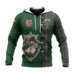 Gray Hunting Tartan Hoodie - Lion Rampant And Celtic Thistle Style