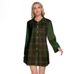 Gunn Logan Tartan Women's Lapel Shirt Dress With Long Sleeve