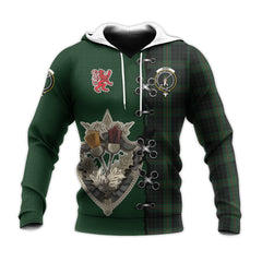 Gunn Logan Tartan Hoodie - Lion Rampant And Celtic Thistle Style