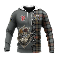 Gunn Weathered Tartan Hoodie - Lion Rampant And Celtic Thistle Style