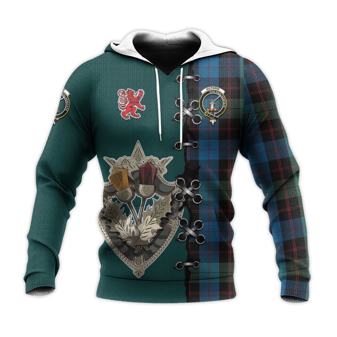 Guthrie Tartan Hoodie - Lion Rampant And Celtic Thistle Style