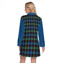 Guthrie Ancient Tartan Women's Lapel Shirt Dress With Long Sleeve