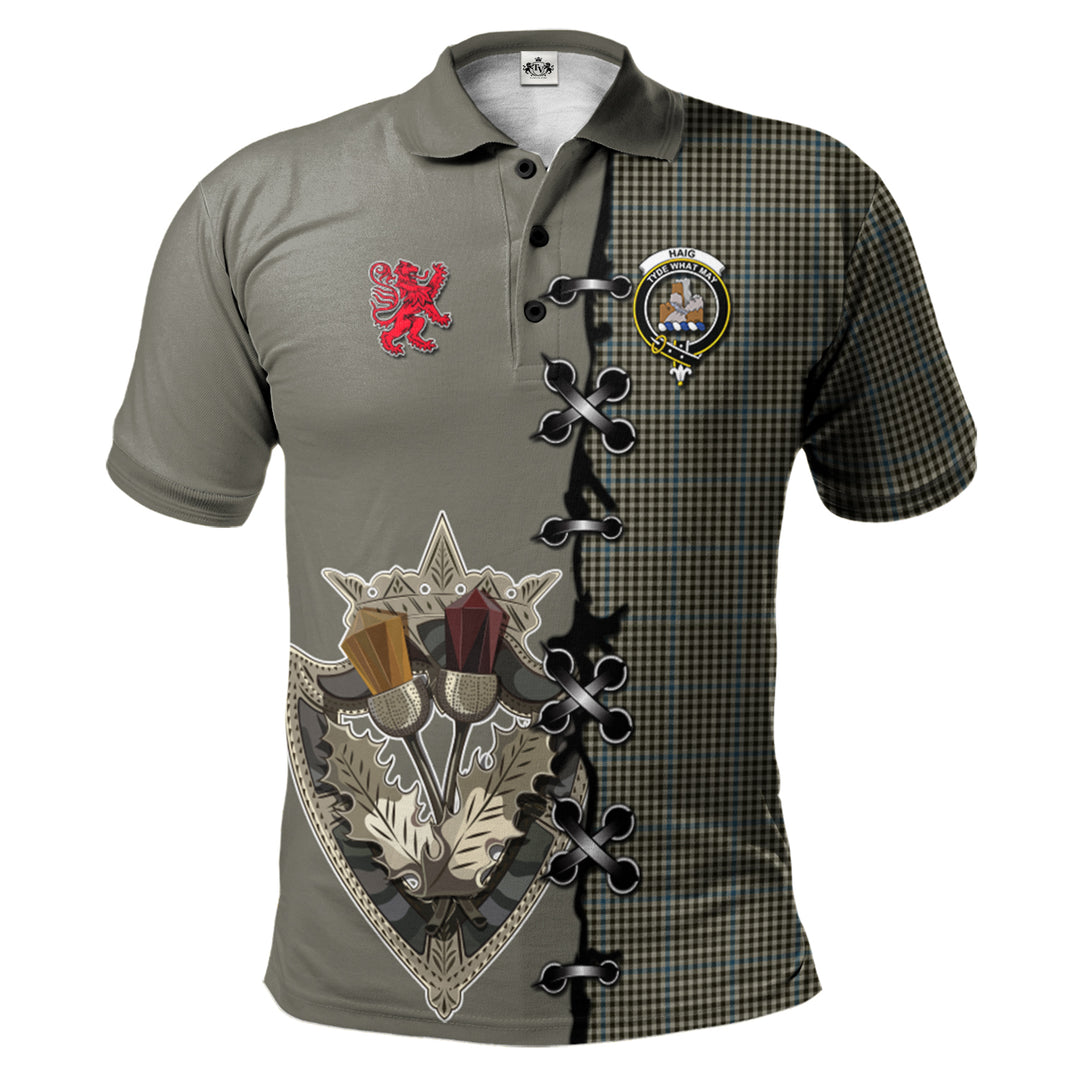 Haig Tartan Polo Shirt - Lion Rampant And Celtic Thistle Style