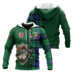 Haldane Tartan Hoodie - Lion Rampant And Celtic Thistle Style