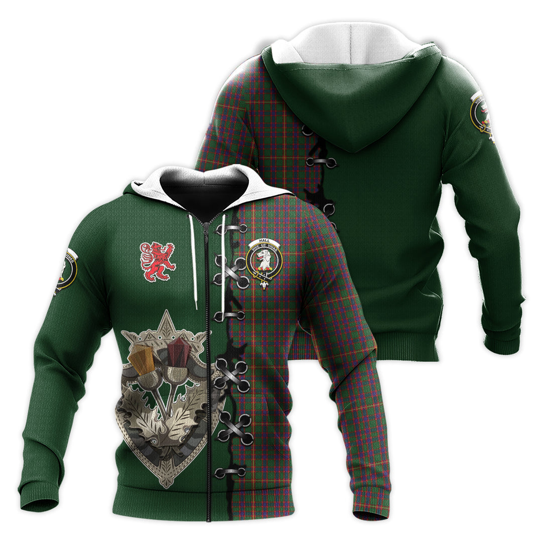 Hall Tartan Hoodie - Lion Rampant And Celtic Thistle Style