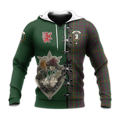 Hall Tartan Hoodie - Lion Rampant And Celtic Thistle Style