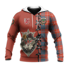 Hamilton Ancient Tartan Hoodie - Lion Rampant And Celtic Thistle Style