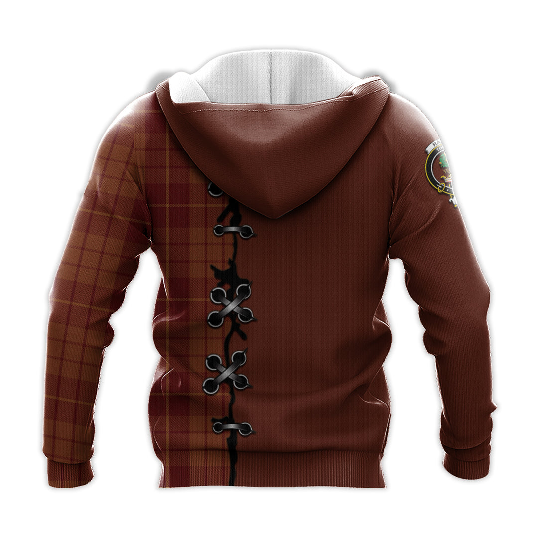 Hamilton Red Tartan Hoodie - Lion Rampant And Celtic Thistle Style