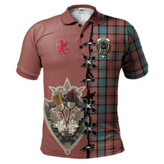 Hannay Dress Tartan Polo Shirt - Lion Rampant And Celtic Thistle Style