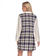 Hannay Modern Tartan Women's Lapel Shirt Dress With Long Sleeve