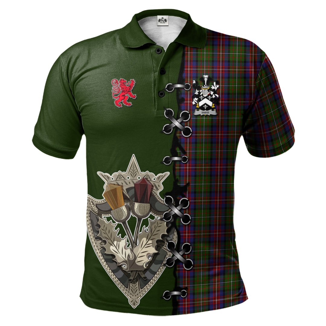 Hargis Tartan Polo Shirt - Lion Rampant And Celtic Thistle Style