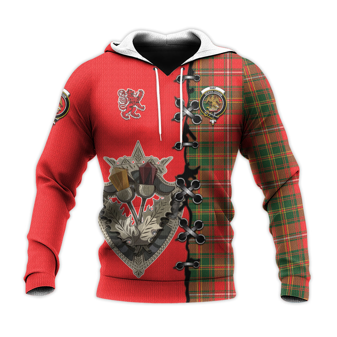 Hay Modern Tartan Hoodie - Lion Rampant And Celtic Thistle Style