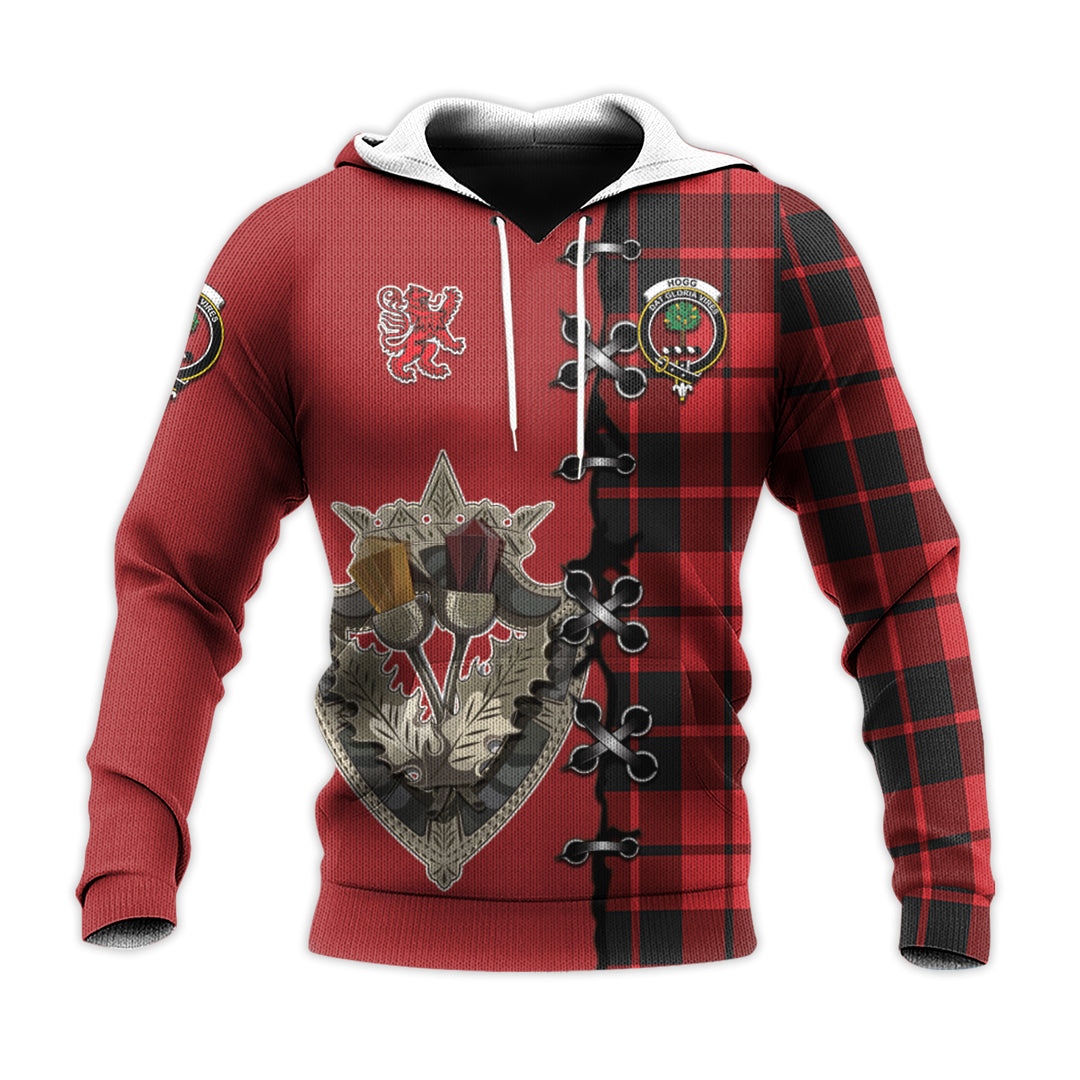 Hogg Tartan Hoodie - Lion Rampant And Celtic Thistle Style