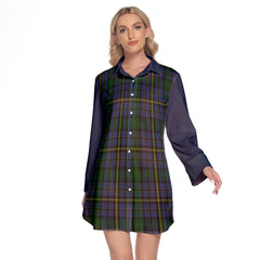 Hope Clan Originaux Tartan Women's Lapel Shirt Dress With Long Sleeve