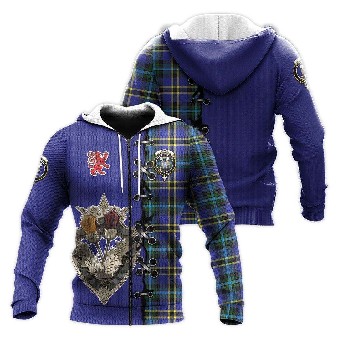 Hope Modern Tartan Hoodie - Lion Rampant And Celtic Thistle Style