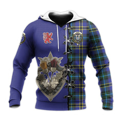 Hope Modern Tartan Hoodie - Lion Rampant And Celtic Thistle Style