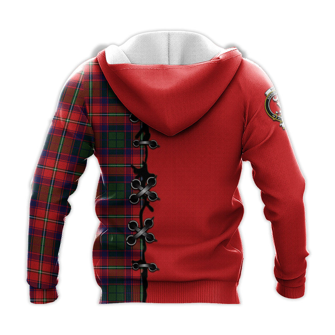 Hopkirk Tartan Hoodie - Lion Rampant And Celtic Thistle Style