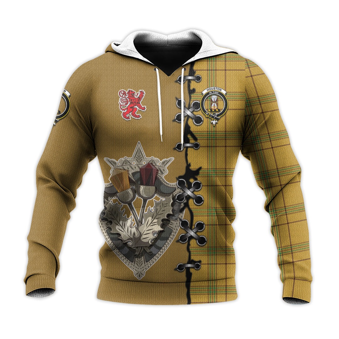 Houston Tartan Hoodie - Lion Rampant And Celtic Thistle Style