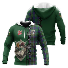 Hunter of Hunterston Tartan Hoodie - Lion Rampant And Celtic Thistle Style