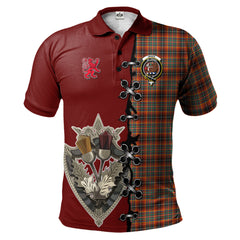 Innes Ancient Tartan Polo Shirt - Lion Rampant And Celtic Thistle Style