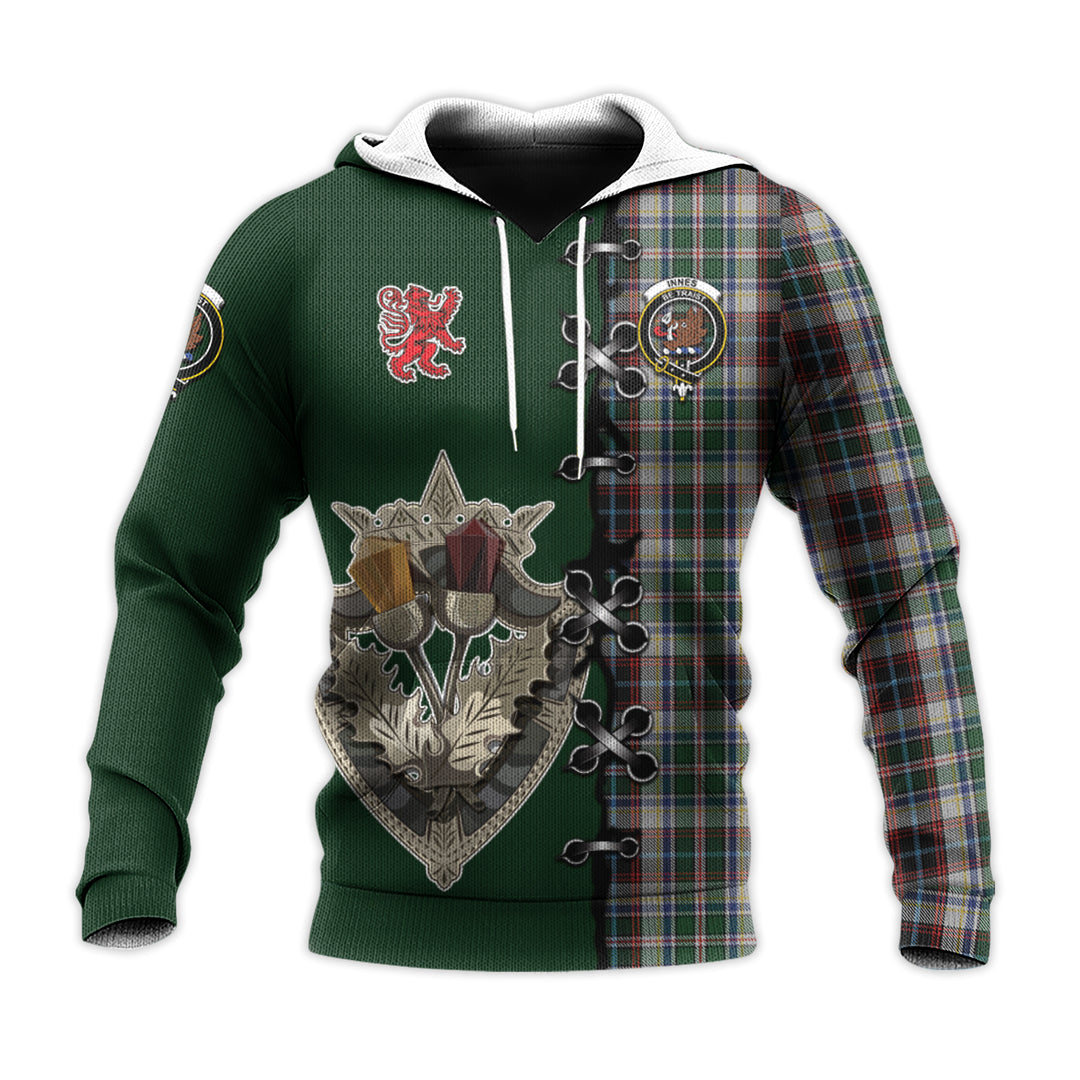 Innes Dress Tartan Hoodie - Lion Rampant And Celtic Thistle Style