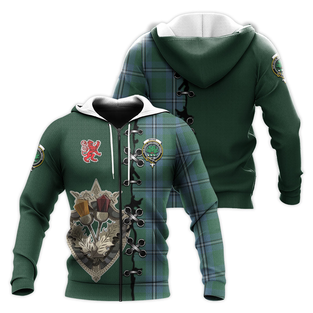 Irvine of Drum Tartan Hoodie - Lion Rampant And Celtic Thistle Style