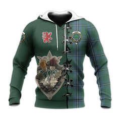 Irvine of Drum Tartan Hoodie - Lion Rampant And Celtic Thistle Style