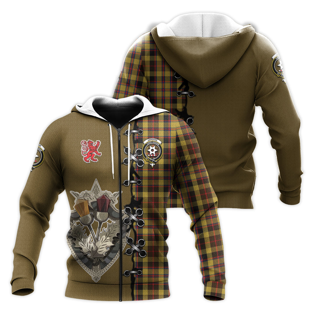 Jardine Tartan Hoodie - Lion Rampant And Celtic Thistle Style