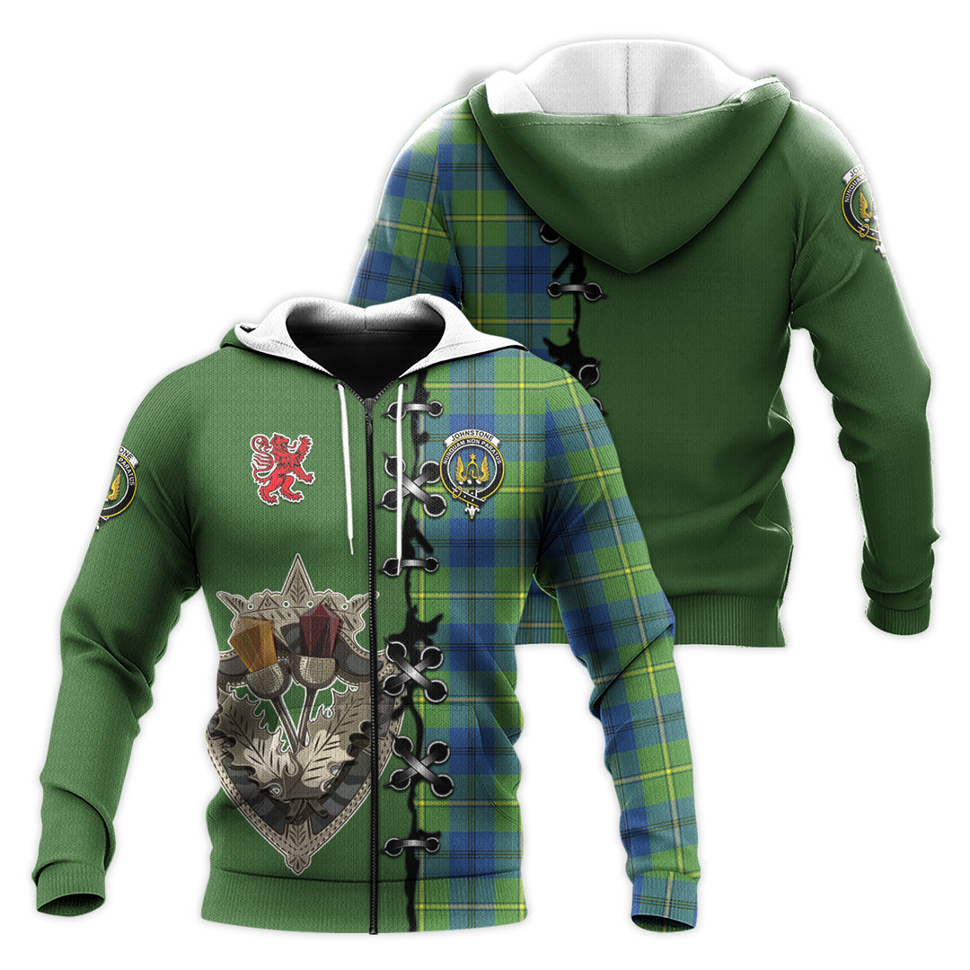 Johnstone Ancient Tartan Hoodie - Lion Rampant And Celtic Thistle Style