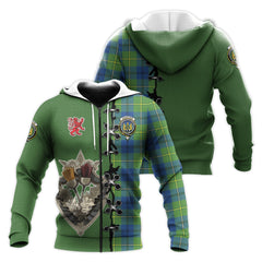 Johnstone Ancient Tartan Hoodie - Lion Rampant And Celtic Thistle Style