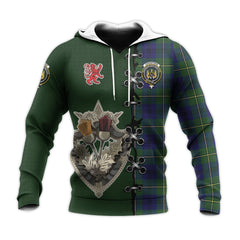 Johnstone Modern Tartan Hoodie - Lion Rampant And Celtic Thistle Style