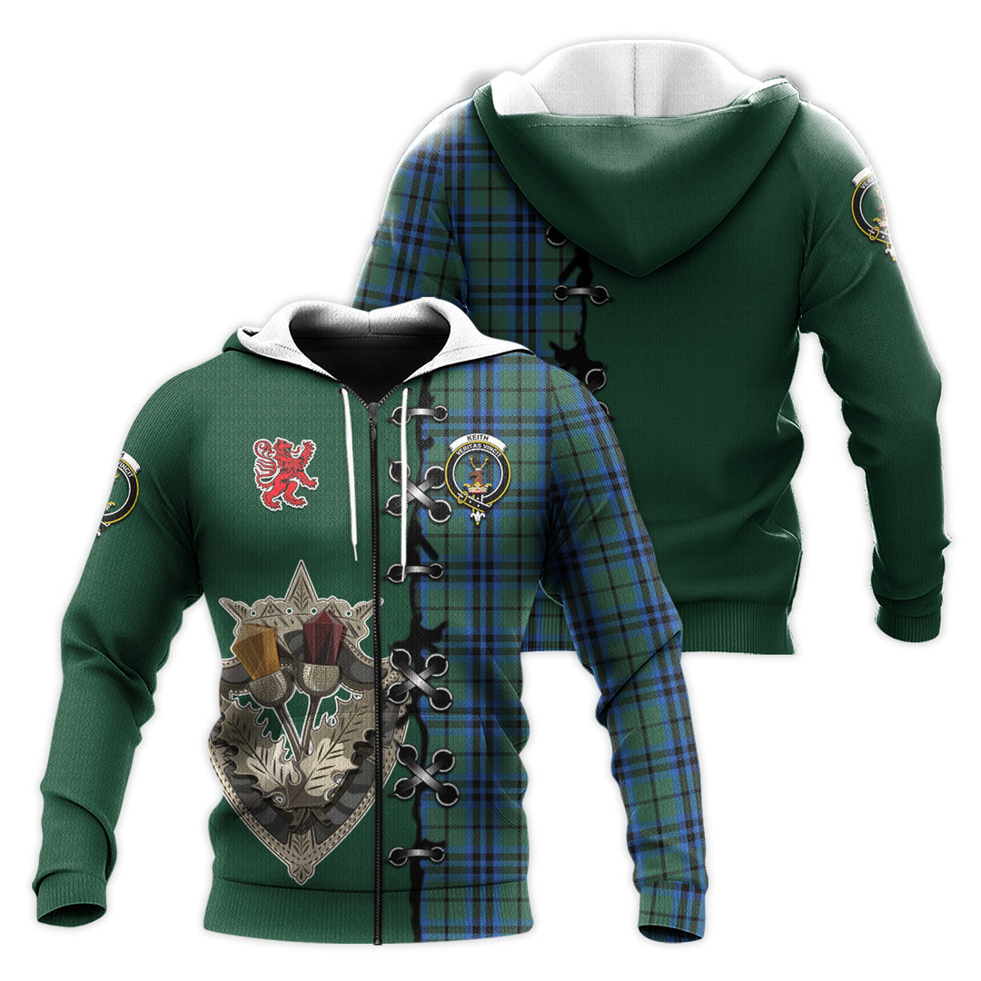 Keith Tartan Hoodie - Lion Rampant And Celtic Thistle Style