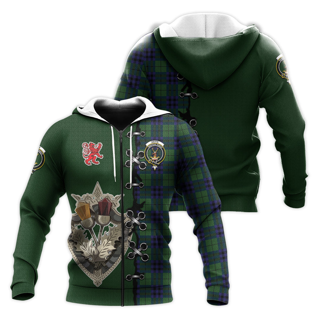 Keith Modern Tartan Hoodie - Lion Rampant And Celtic Thistle Style