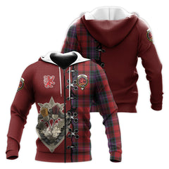 Kelly of Sleat Red Tartan Hoodie - Lion Rampant And Celtic Thistle Style