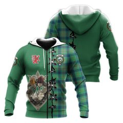 Kennedy Ancient Tartan Hoodie - Lion Rampant And Celtic Thistle Style