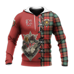 Kerr Ancient Tartan Hoodie - Lion Rampant And Celtic Thistle Style