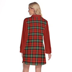 Kerr Ancient Tartan Women's Lapel Shirt Dress With Long Sleeve