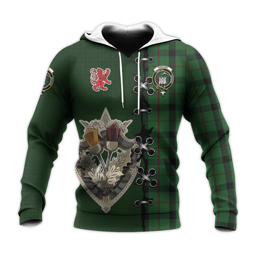 Kincaid Tartan Hoodie - Lion Rampant And Celtic Thistle Style