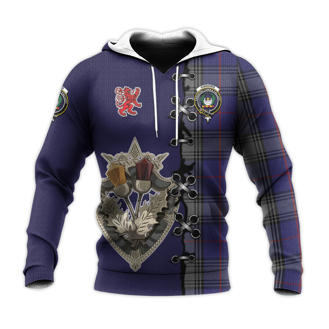 Kinnaird Tartan Hoodie - Lion Rampant And Celtic Thistle Style