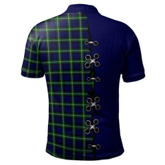 Lamont Modern Tartan Polo Shirt - Lion Rampant And Celtic Thistle Style
