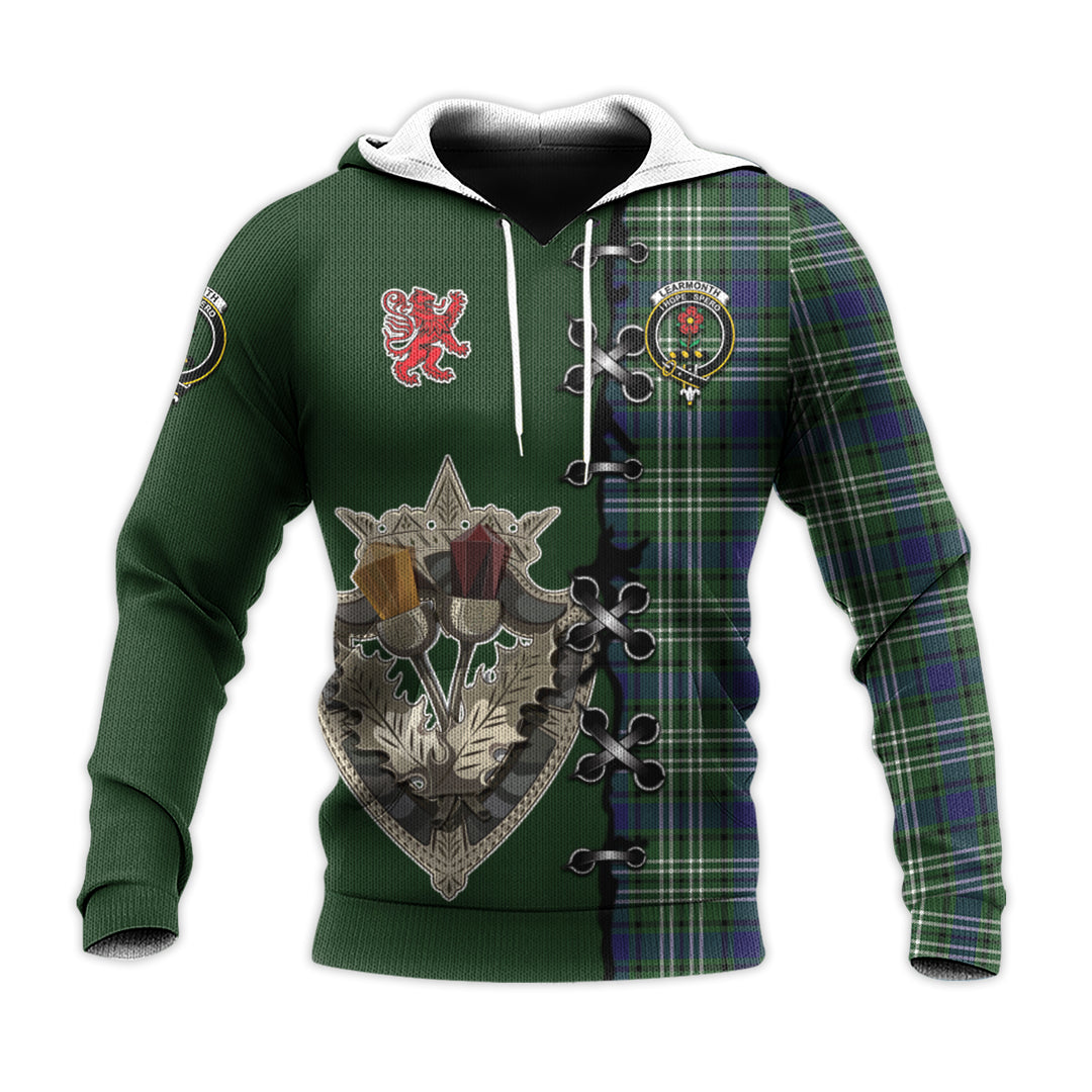 Learmonth Tartan Hoodie - Lion Rampant And Celtic Thistle Style