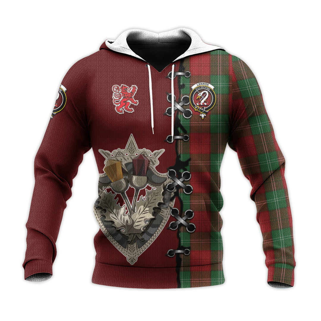 Lennox Tartan Hoodie - Lion Rampant And Celtic Thistle Style