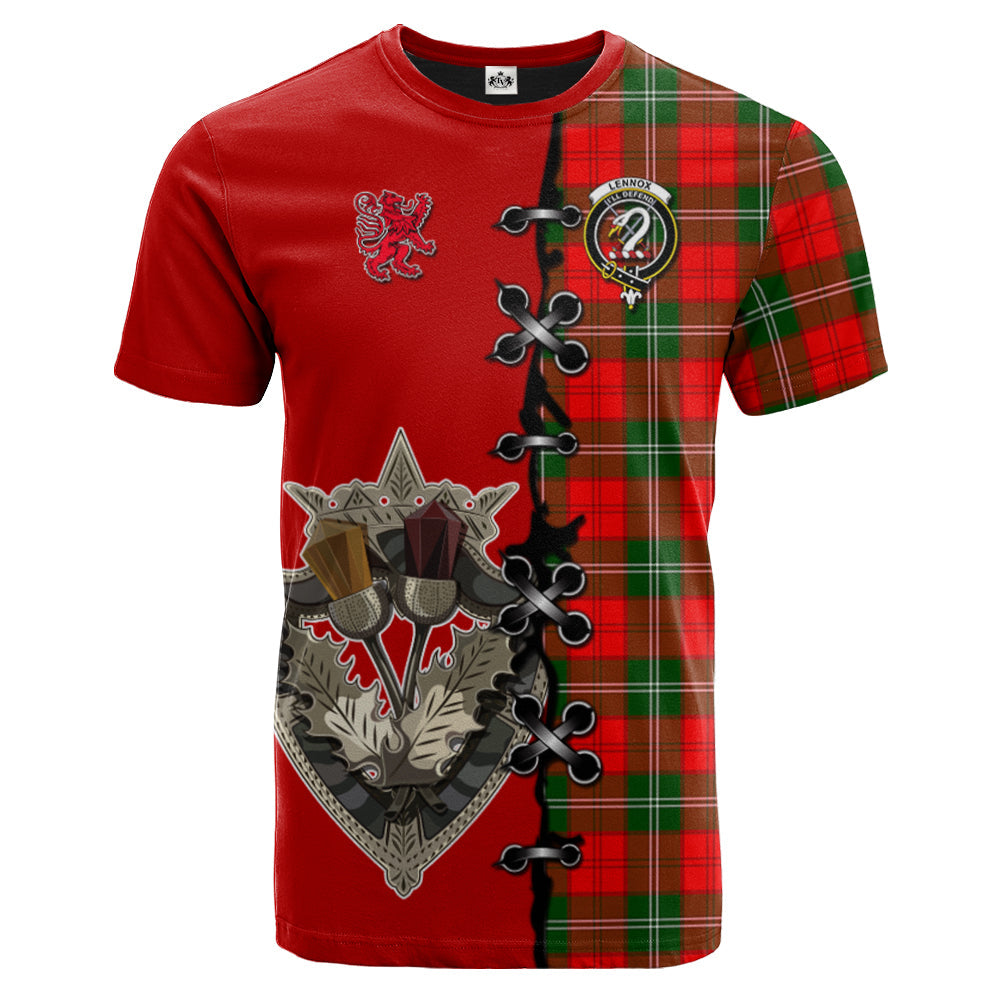 Lennox Modern Tartan T-shirt - Lion Rampant And Celtic Thistle Style
