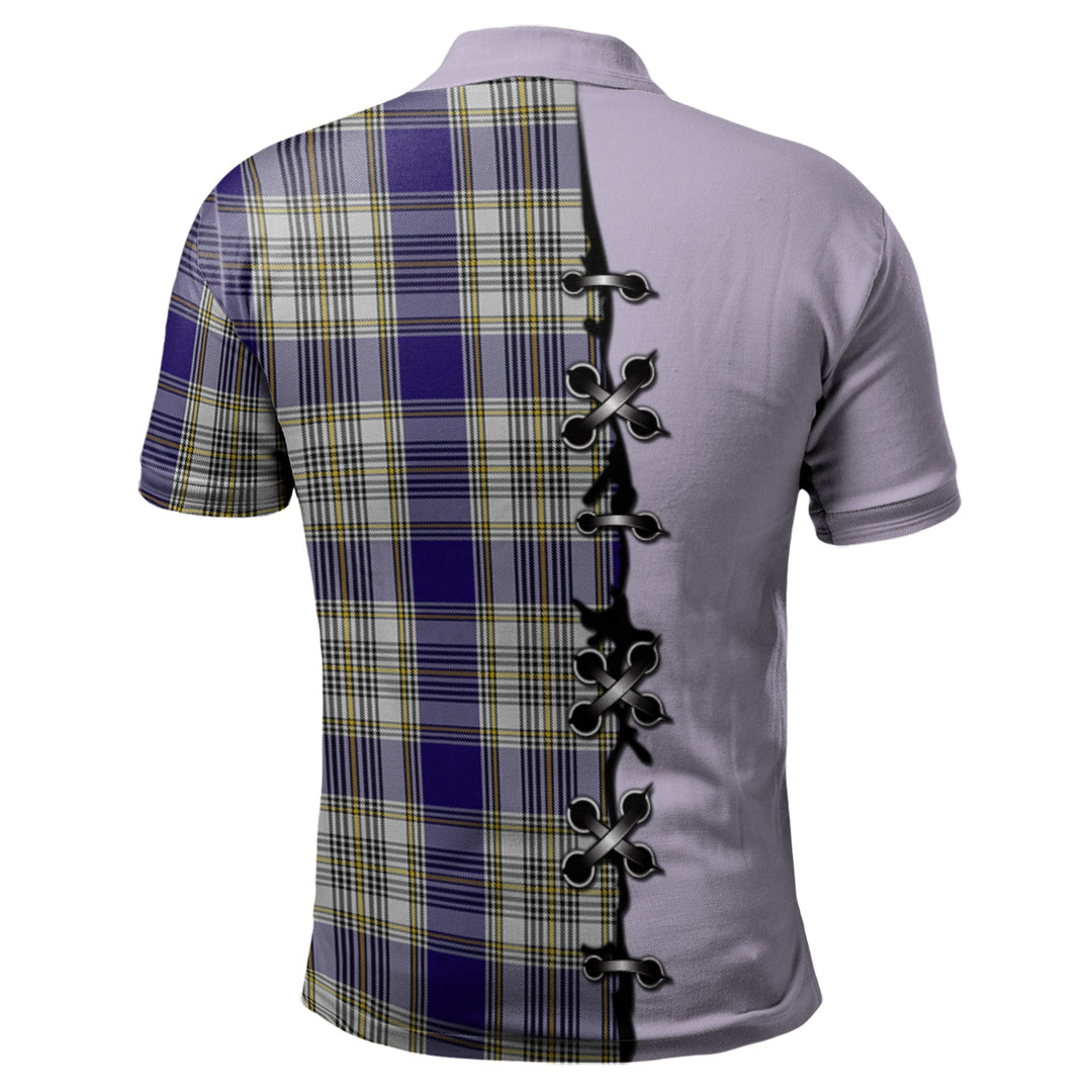 Livingston Dress Tartan Polo Shirt - Lion Rampant And Celtic Thistle Style